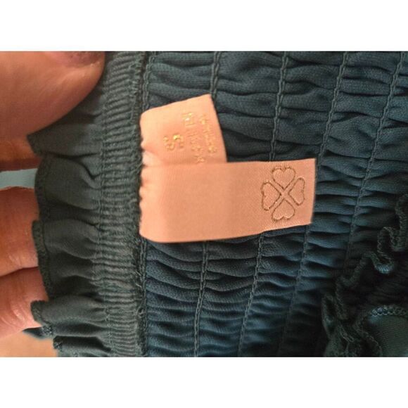 Charmed Hearts Dark Forest Green 3 Tiered Ruffle Mini Dress, Long Sleeves, Smock - Picture 9 of 11